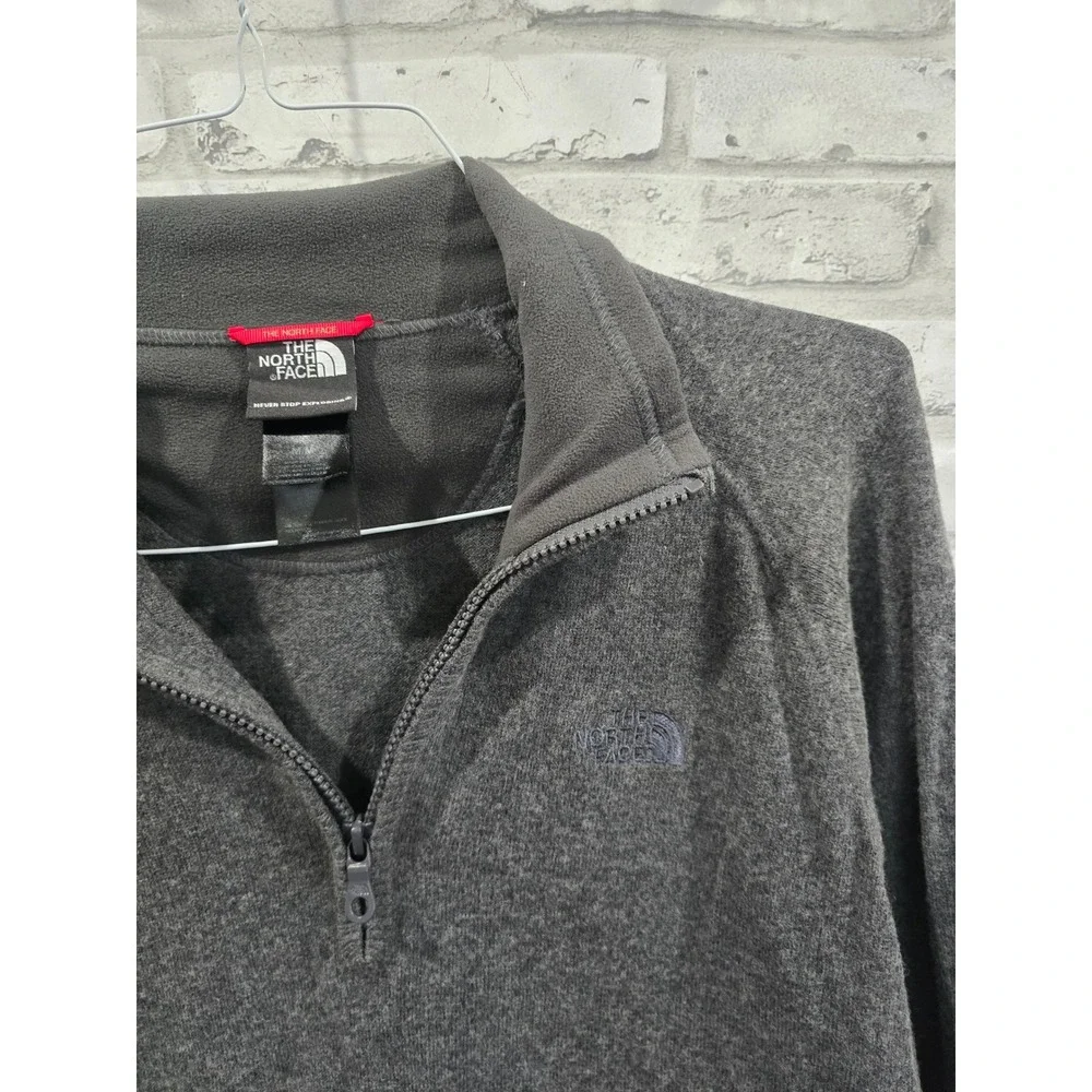 The North Face TNF 1/4 Zip Jacket Fleece Pullover Sweater LS Size M Gray Mens‎